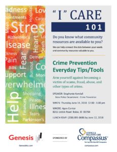 "I" Care 101 - Crime Prevention Everyday Tips/Tools @ Apex Center
