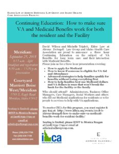 Continuing Education: How to Make Sure VA and Medicaid Benefits Word for Both the Resident and the Facility @ Courtyard Marriott Boise West/Meridian