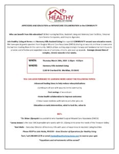 APPETIZERS AND EDUCATION on WOUNDCARE COLLABORATION in the COMMUNITY @ Harmony Hills Assisted Living