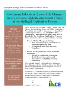 Continuing Education: Latest Rule Changes in VA Pension Eligibility and Recent Trends in the Medicaid Application Process @ CW Moore Plaza